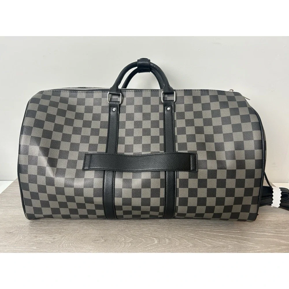 Ed Hardy Checked Duffle Weekender Travel Bag 'Brave Hearts Stay True'